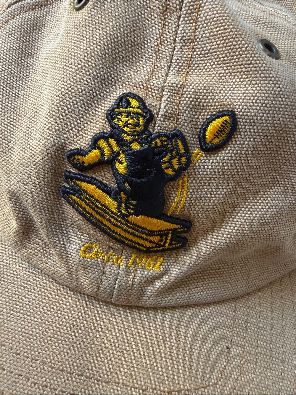 NFL Pittsburgh Steelers Tan Canvas Baseball Cap with Man Kicking Football - Picture 3 of 12